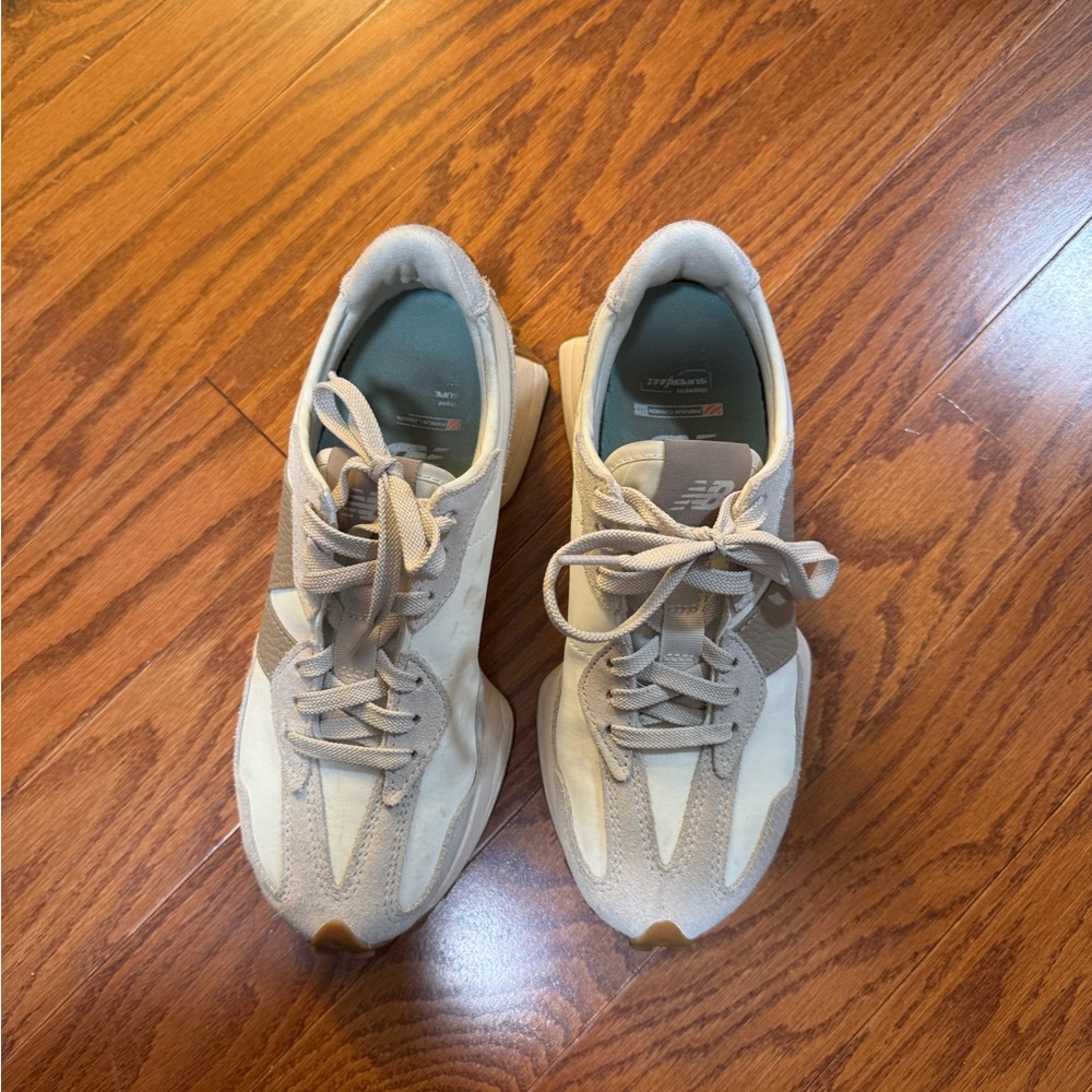 New Balance Beige and White Sneakers